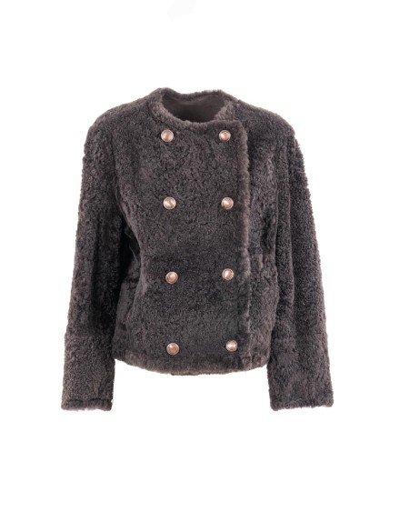 Shop BRUNELLO CUCINELLI  Montone: Brunello Cucinelli Caban Crop reversibile in shearling Fuzzy.
Chiusura con bottoni in metallo.
Lato interno in pelle.
Due tasche interne.
Tasche basse.
Composizione: 100% Shearling.
Made in Italy.. MPMBP7426-C2390